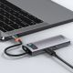 9. HUB Baseus Metal Gleam 6w1 USB-C - USB-C PD 100W 1x HDMI 4K 30Hz 3x USB-A 3.2 1x RJ45 - szary