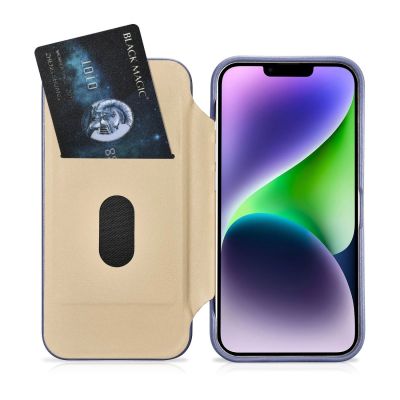 20. iCarer CE Premium Leather Folio Case skórzane etui iPhone 14 Plus z klapką magnetyczne MagSafe jasnofioletowy (WMI14220715-LP)