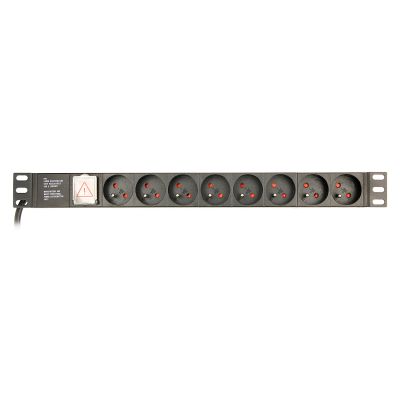 7. GEMBIRD LISTWA ZASILAJĄCA RACK 19" PDU EG-PDU-014-FC14 1U, 16A, 8X FRANCUSKIE GNIAZDO, WTYK C14, KABEL 3M