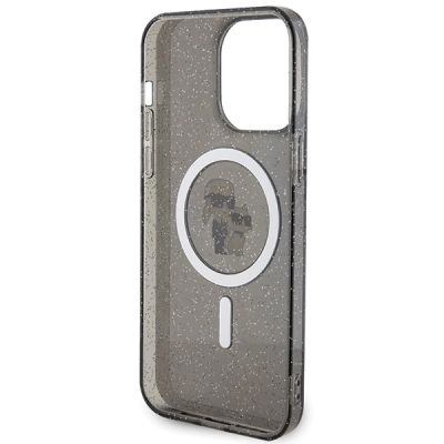 7. Etui Karl Lagerfeld Karl&Choupette Glitter MagSafe na iPhone 15 Pro Max - czarne