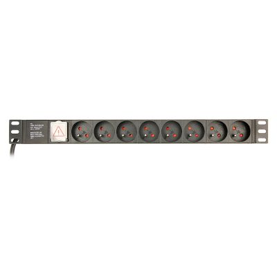 2. GEMBIRD LISTWA ZASILAJĄCA RACK 19" PDU EG-PDU-014-F 1U, 16A, 8X FRANCUSKIE GNIAZDO, WTYK SCHUKO, KABEL 3M