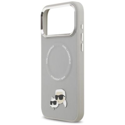 6. Etui Karl Lagerfeld Karl & Choupette Pins MagSafe do iPhone 17 Pro - szare