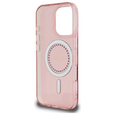 7. Etui Guess IML Rhinestones MagSafe na iPhone 16 Pro - różowe
