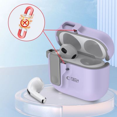 6. Etui Tech-Protect Slim Hook na AirPods 4 - fioletowe