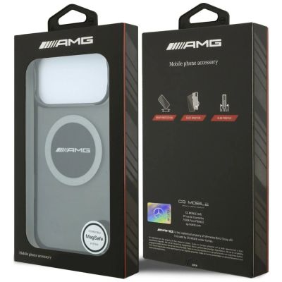 8. Etui Mercedes AMG IML Transparent Bicolor Block MagSafe na iPhone 18 Pro Max / 17 Pro Max - czarno-szare