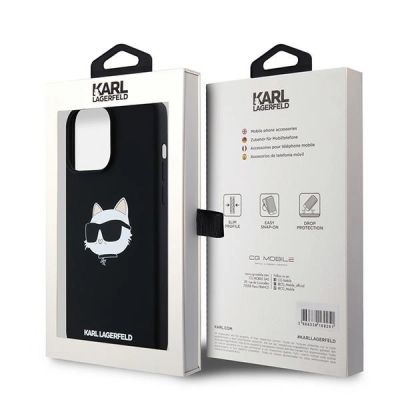 8. Etui Karl Lagerfeld Silicone Choupette Head MagSafe na iPhone 15 Pro Max - czarne