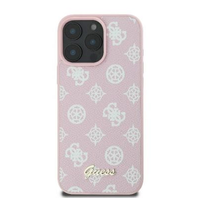 3. Etui Guess Peony Script Logo MagSafe na iPhone 16 Pro - różowe