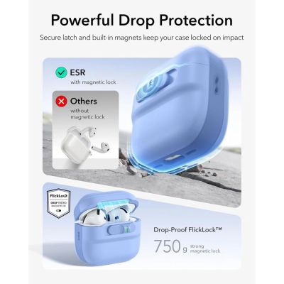 4. Etui ESR Pulse HaloLock MagSafe na Apple AirPods 4 / 5 - jasnoniebieskie