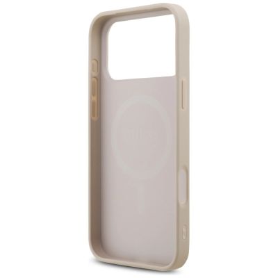 7. Etui Guess Leather 4G Triangle Strass MagSafe na iPhone 17 Pro Max - różowe