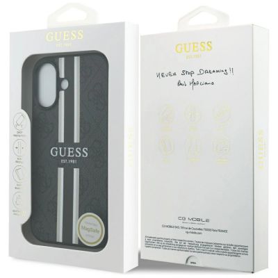 8. Etui Guess 4G Printed Stripes MagSafe na iPhone 17 -czarne