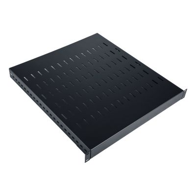 3. Półka regulowana 19", 1U, gł.500-900 mm, nośność 100kg, mocowanie w 4 punktach, czarny, śruby w kpl.