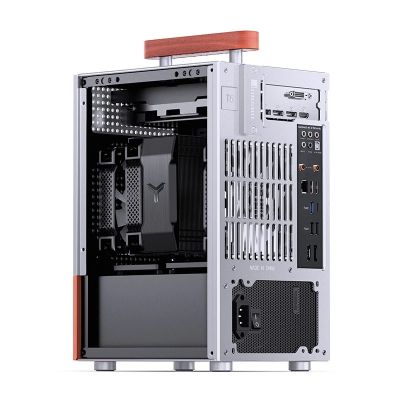4. Obudowa PC Jonsbo T6 Mini-Tower, Mini-ITX, szkło hartowane, drewno - srebrna