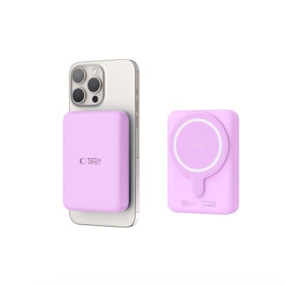 5. Powerbank Tech-Protect LifeMag MagSafe PB11 10000 mAh  - różowy