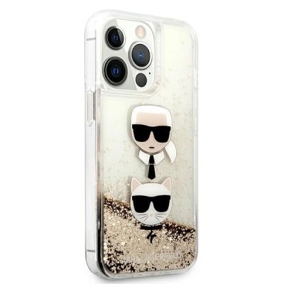 4. Etui Karl Lagerfeld Liquid Glitter Karl&Choupette Head na iPhone 13 Pro Max 6,7" - złote