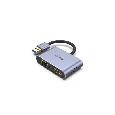 UNITEK V1304A adapter kablowy 0,15 m USB Typu-A HDMI + VGA (D-Sub) Szary