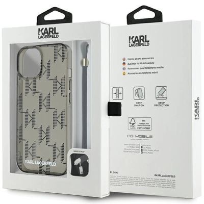 7. Etui Karl Lagerfeld IML Mono KL Pattern & Cord na iPhone 15 / 14 / 13 - czarne