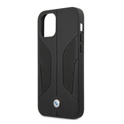6. Etui BMW Leather Perforate Sides na iPhone 12 Pro Max - czarne