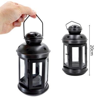 4. ŚWIECZNIK NA TEA LIGHT LATARENKA 20CM CZARNA