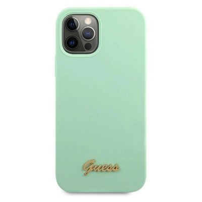3. Etui Guess Metal Logo Script na iPhone 12 Pro Max 6,7" - zielone