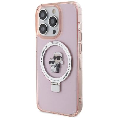 2. Etui Karl Lagerfeld Ring Stand Karl&Choupettte MagSafe do iPhone 15 Pro Max - różowe