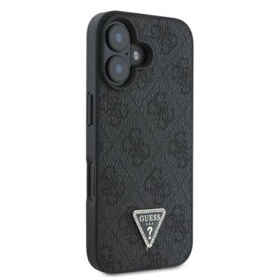 4. Etui Guess Leather Metal Logo Strass Crossbody na iPhone 16 - czarne