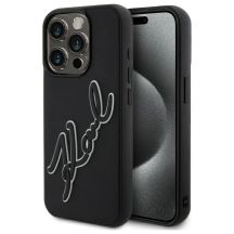 Etui Karl Lagerfeld 3D Rubber Signature na iPhone 15 Pro - czarne