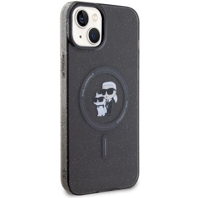 4. Etui Karl Lagerfeld Karl&Choupette Glitter MagSafe na iPhone 15 - czarne