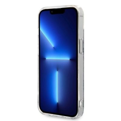 5. Etui Guess 4G Print MagSafe na iPhone 14 Plus + ładowarka indukcyjna - niebieskie