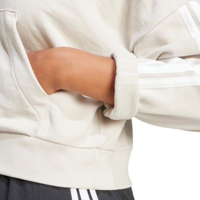 12. Bluza damska adidas Essentials 3-Stripes French Terry Quarter-Zip Hoodie beżowa JN1958