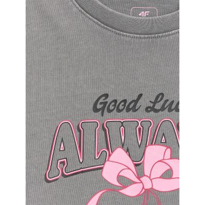 6. T-shirt boxy z nadrukiem dziewczęcy 4F 4FJRAW26TTSHF4239-22S