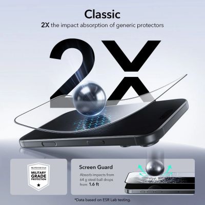 4. Szkło hartowane ESR UltraFit Tempered Glass 2-pack na iPhone 17 Pro - przezroczyste