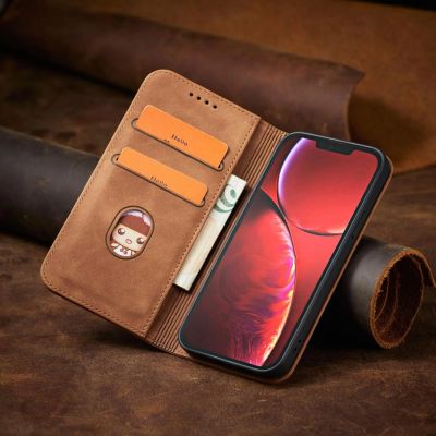 17. Magnet Fancy Case etui do iPhone 13 Pro Max pokrowiec portfel na karty kartę podstawka brązowy