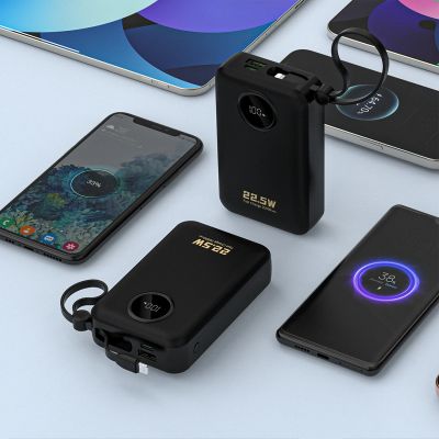 12. Powerbank Dudao K14+ 20000mAh 22.5W USB-C / USB-A / wbudowane kable Lightning i USB-C - czarny
