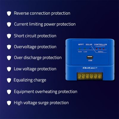 5. QOLTEC REGULATOR ŁADOWANIA MPPT 15A DO ZASILANIA ODBIORNIKÓW DC I ŁADOWANIA AKUMULATORÓW 12V/24V | LIFEPO4