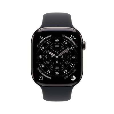 2. Apple Watch Series 11 Cellular 42mm Łupkowa koperta tytanowa z czarnym paskiem sportowym - M/L