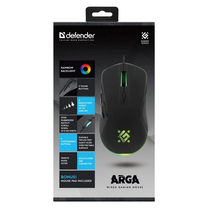 3. DEFENDER MYSZ GM-049 ARGA OPTIC 3200dpi 6P