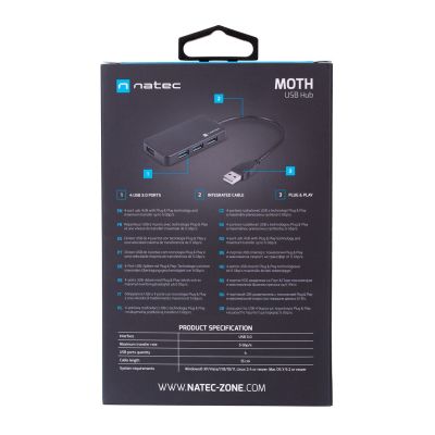 9. Hub NATEC Moth NHU-1342 (4x USB 3.0; kolor czarny)