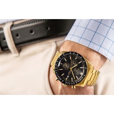 3. Zegarek Męski Giewont Chronograph Sapphire Złoto Czarny GW8720-B4