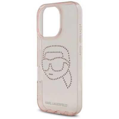 6. Etui Karl Lagerfeld IML Rhinestones Karl Head do iPhone 16 Pro różowy