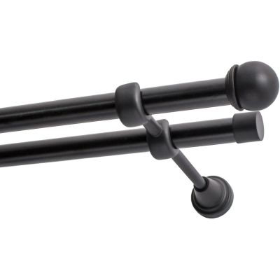 KARNISZ PODWÓJNY FI 19 MM CZARNY 240 CM GAŁKA MAX  KOWALSKI
