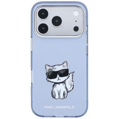 3. Etui Karl Lagerfeld IML Choupette Body Sketch Print MagSafe na iPhone 17 Pro / 18 Pro - jasnoniebieskie