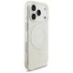 4. Etui Guess IML Flowers Allover Electroplated with Pearl Strap MagSafe na iPhone 18 Pro / 17 Pro - białe