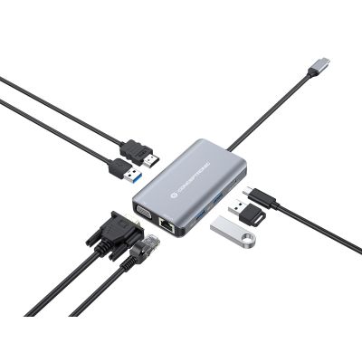 9. Conceptronic DONN21G stacja dokująca Przewodowa USB 3.2 Gen 1 (3.1 Gen 1) Type-C Szary