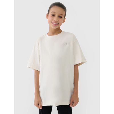 T-shirt dziewczęcy oversize gładki 4F 4FJWSS25TTSHF1851-12S