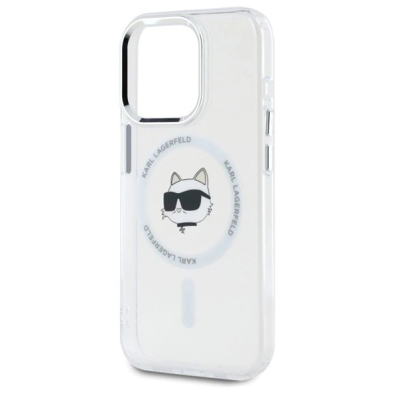 6. Etui Karl Lagerfeld IML Metal Choupette Head MagSafe na iPhone 15 Pro Max - białe