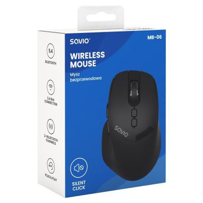 6. SAVIO MYSZ BEZPRZEWODOWA BT 2.4 GHZ ERGONOMICZNA MB-06