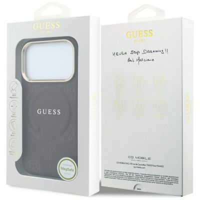 8. Etui Guess Saffiano Peony & Ring MagSafe na iPhone 17 Pro / 18 Pro - burgundowe