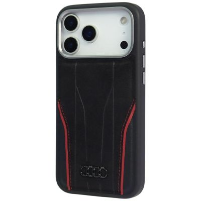 3. Etui Audi R8 Genuine Leather MagSafe do iPhone 17 Pro Max - czarno-czerwony