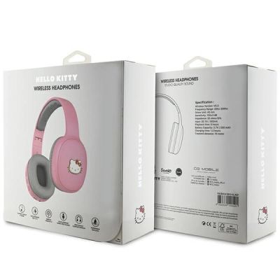 4. Słuchawki nauszne Bluetooth Hello Kitty Metal Logo - różowe