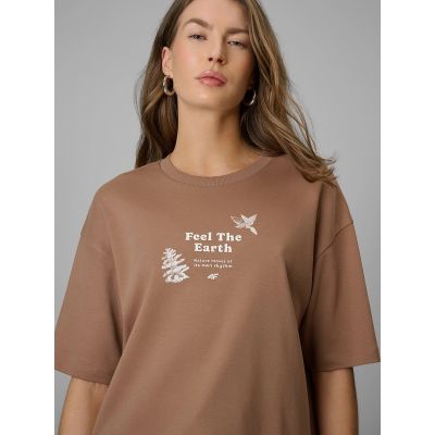 4. T-shirt regular z nadrukiem damski 4F 4FRSS26TTSHF3704-83S
